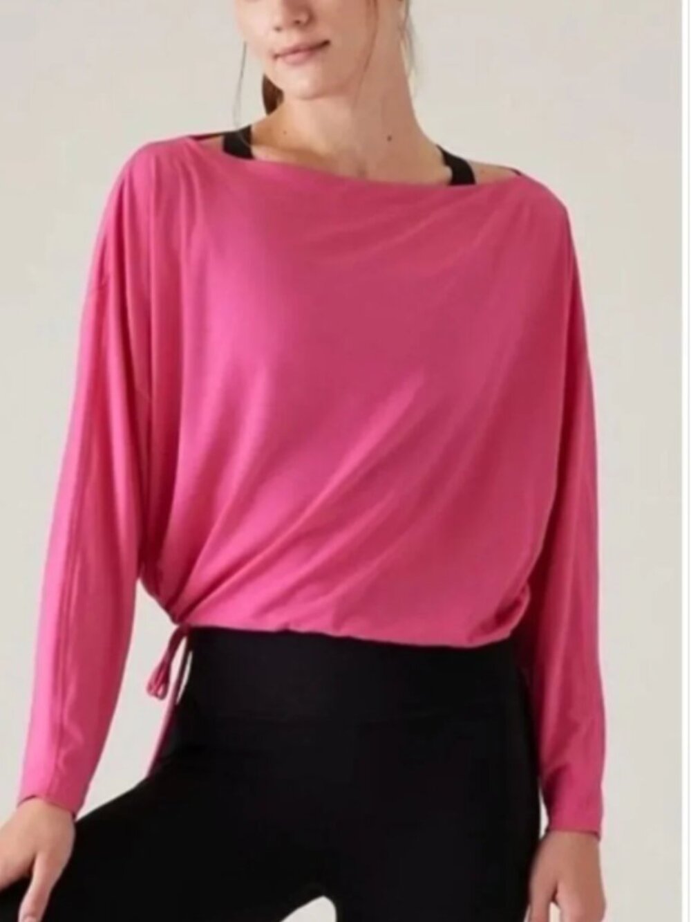 NWT ATHLETA Cool Down Top Long Sleeve Shirt Dark Pink Size Large